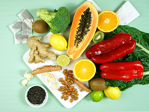 Food rich with immune system boosters. >